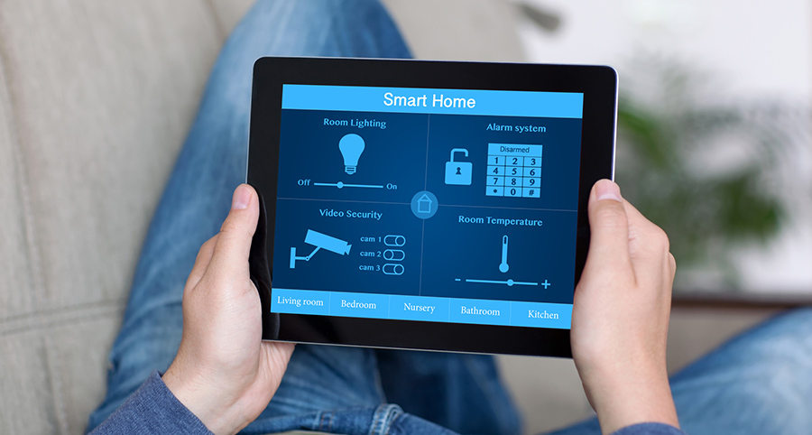The ability to access and control security components from a mobile device is one of the top smart home trends in Detroit. Close-up of smart home security app.